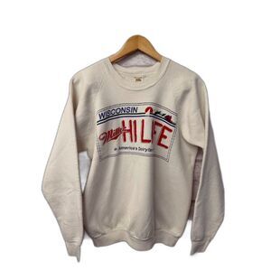 VTG Miller Beer Hi Life License Plate Sweatshirt White Size XL Crewneck 80s/90s